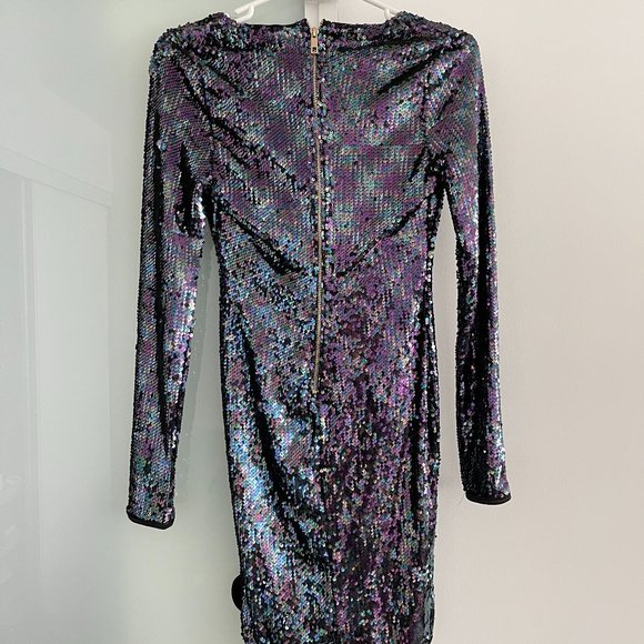 Hot Miami Styles Long Sleeve Mini Sequin Dress - Picture 3 of 4